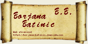Borjana Batinić vizit kartica